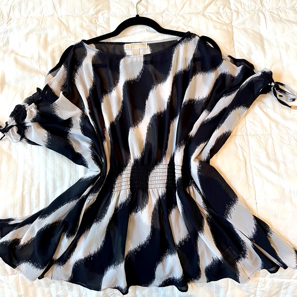 Michael Kors Striped Swim/Beach Coverup Kaftan Top - Size S/M - Picture 1 of 10